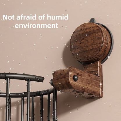 Skanto | Walnut Wood Toilet Paper Holder – Drill-Free with Suction Cup