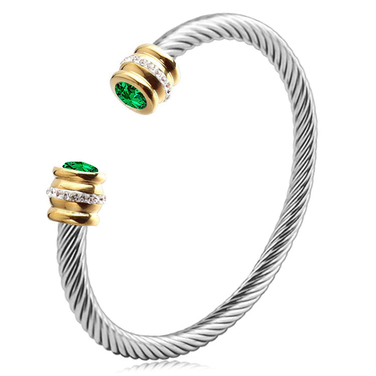 BowLift | Personalized Birthstone Ends Twist Cuff Bracelets