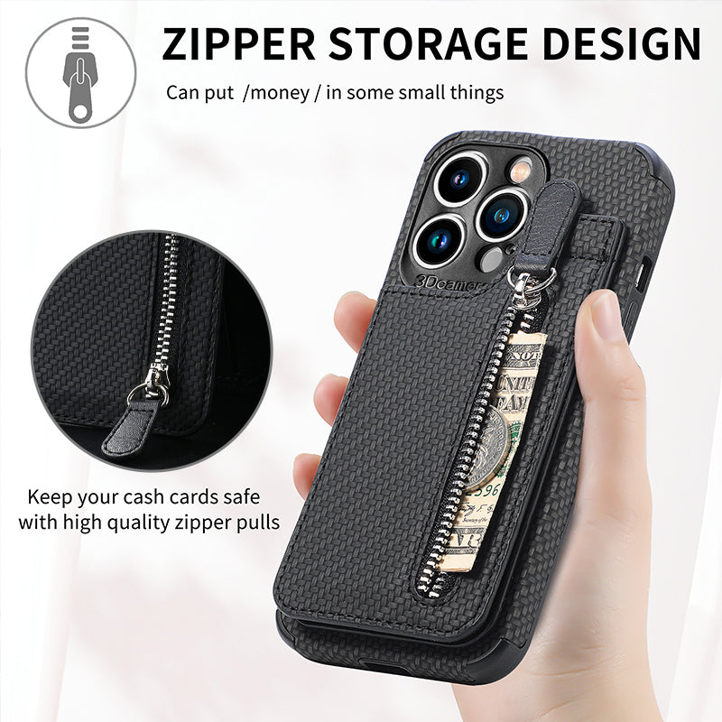 Magnetic zipper wallet case with credit card holder | Bowlift
