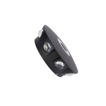 Modern Scandinavian LED wall light with round aluminum shade for the terrace