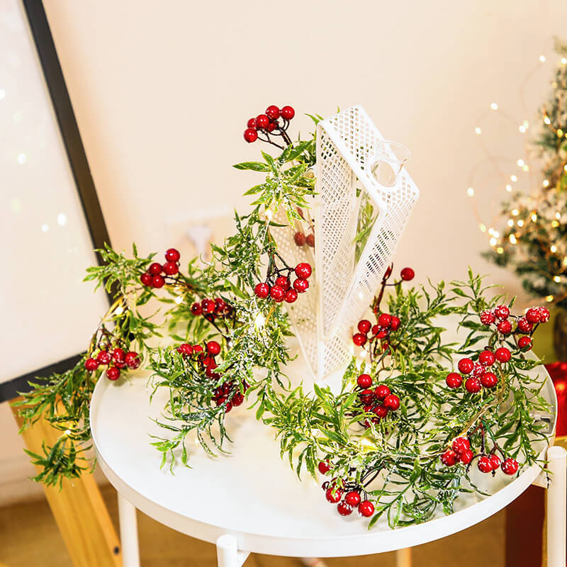 Skanto | Christmas Red Fruit Pine Needle LED Copper Wire Decorative Battery Lights