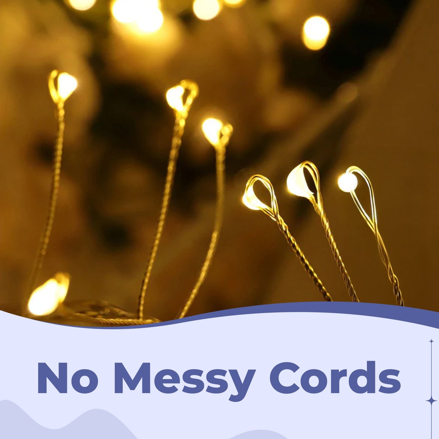 LED Firecracker String Lights – Dazzling Copper Wire Sparkle Bowlift