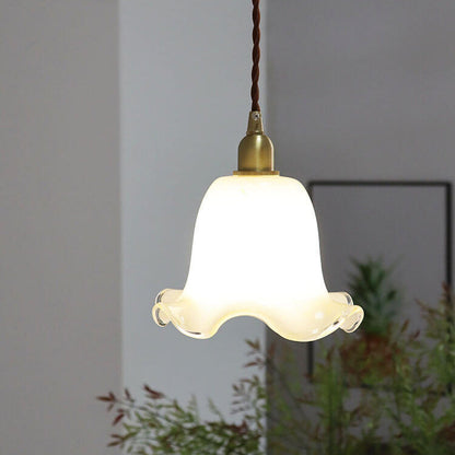 Skanto | Vintage Creative Flower Brass Glass 1-Light Pendant Lamp