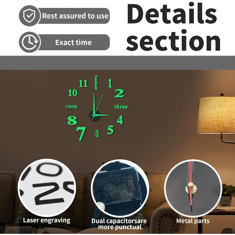 Luminous Frameless 3D Wall Clock Karnz