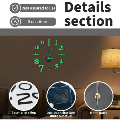 Luminous Frameless 3D Wall Clock Karnz