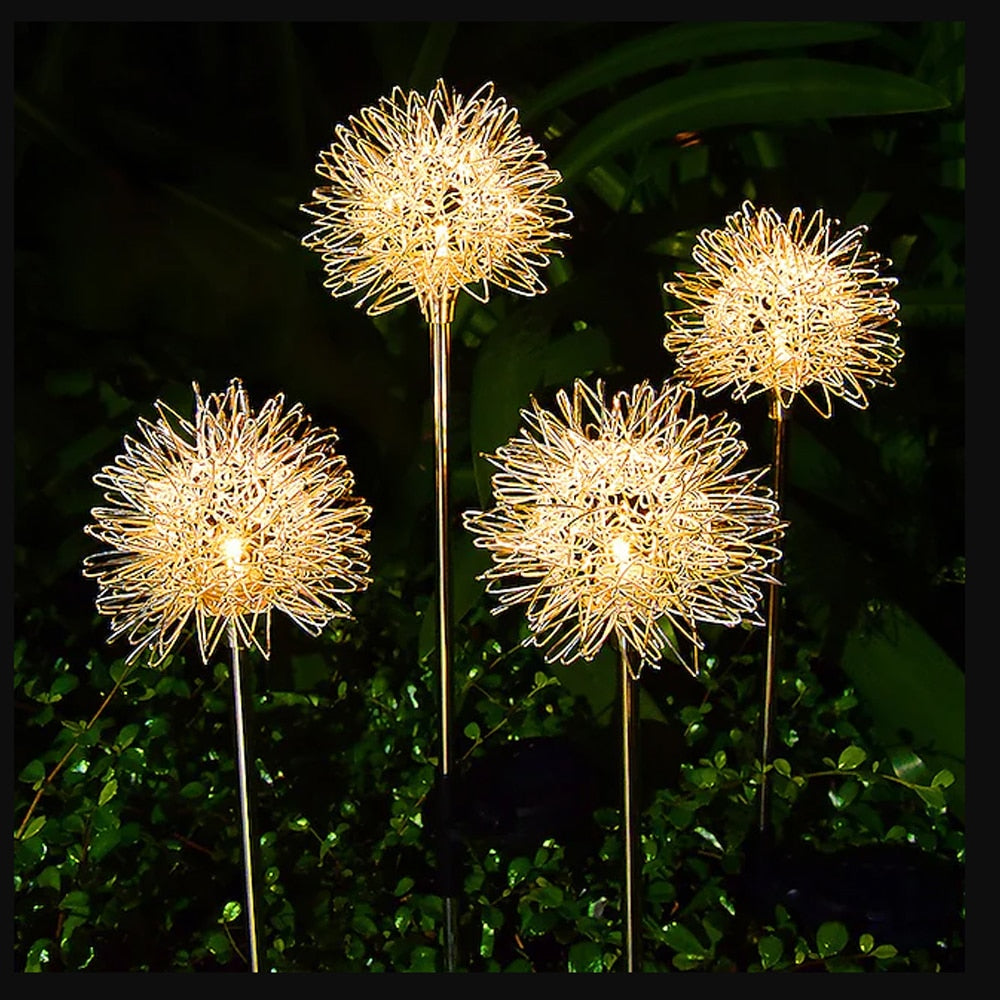 Solar LED Garden Lamp (2 pieces) Dandelion Design with Spike | Karnz
