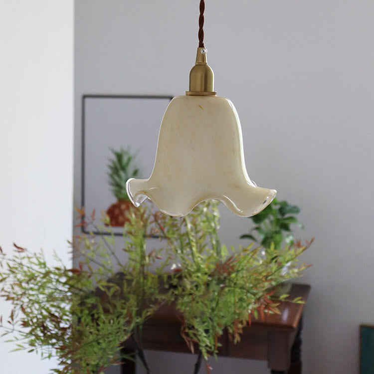 Skanto | Vintage Creative Flower Brass Glass 1-Light Pendant Lamp