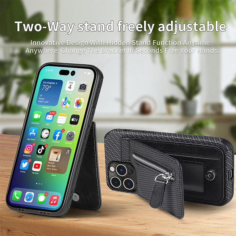 Magnetic zipper wallet case with credit card holder | Bowlift
