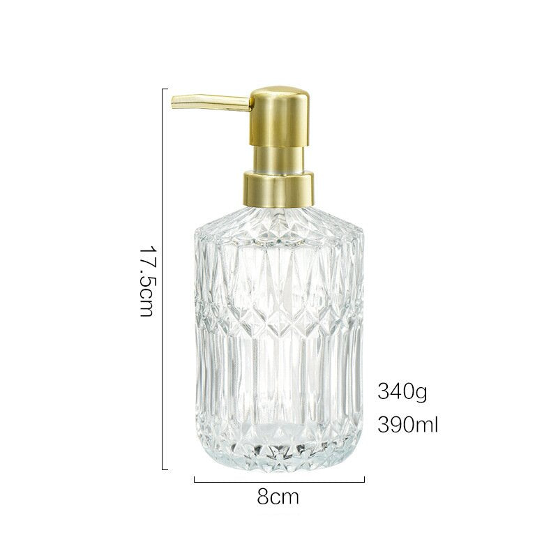 Skanto | CrystalFoam Glass Soap Dispenser | Diamond Pattern Design | Elegant Storage for Soap | Modern Bathroom Decor