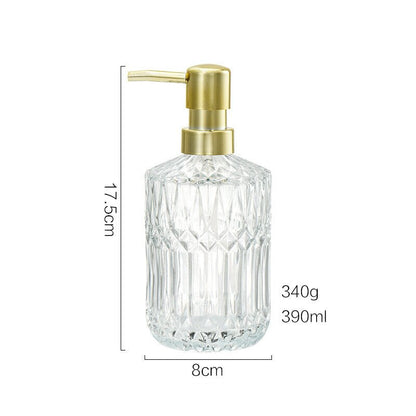Skanto | CrystalFoam Glass Soap Dispenser | Diamond Pattern Design | Elegant Storage for Soap | Modern Bathroom Decor