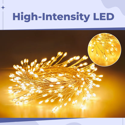 LED Firecracker String Lights – Dazzling Copper Wire Sparkle Bowlift