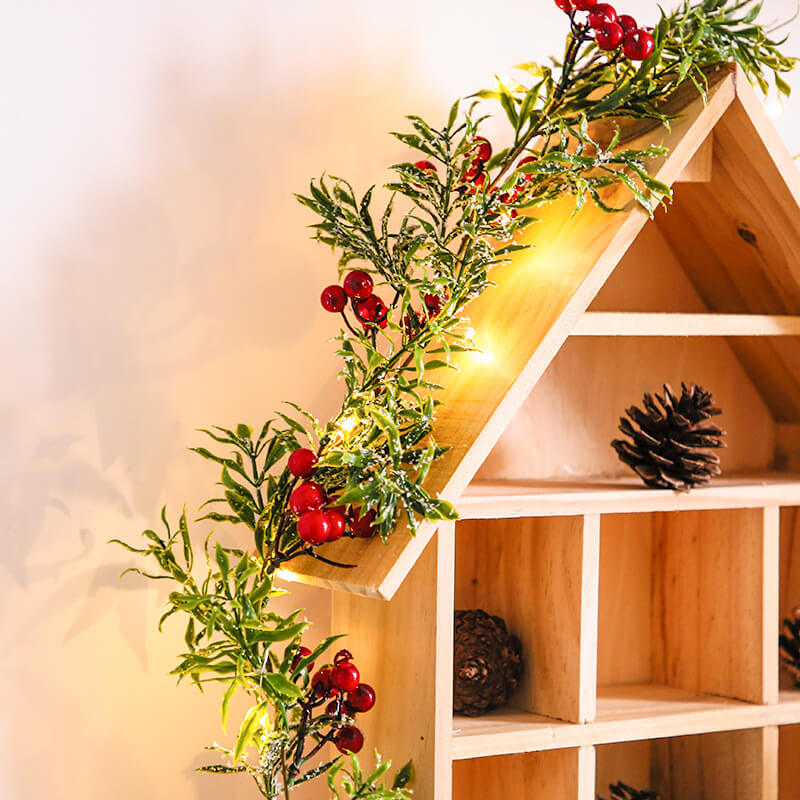 Skanto | Christmas Red Fruit Pine Needle LED Copper Wire Decorative Battery Lights