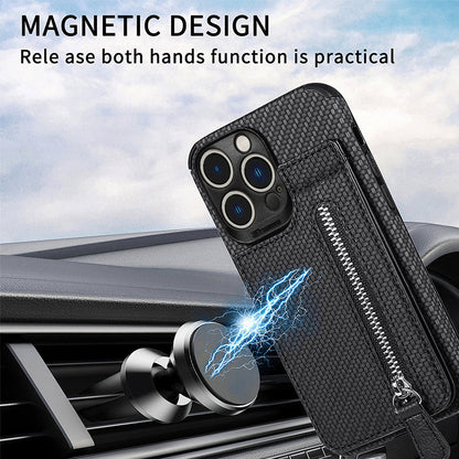 Magnetic zipper wallet case with credit card holder | Bowlift