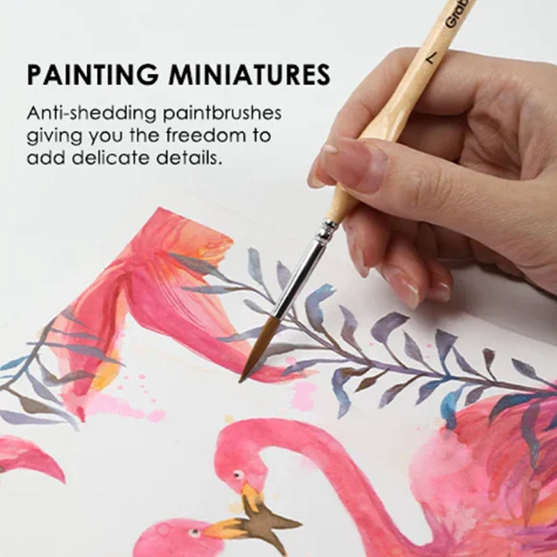 Skanto | 11 Pcs Miniature Detail Paint Brush Set with Natural Wood Handles