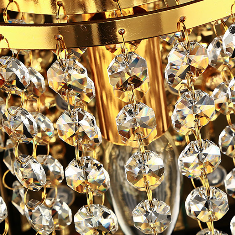 Skanto | Modern Luxury Semi-Round Octagonal Pearl Stainless Steel Crystal 1-Light Wall Sconce for Living Room