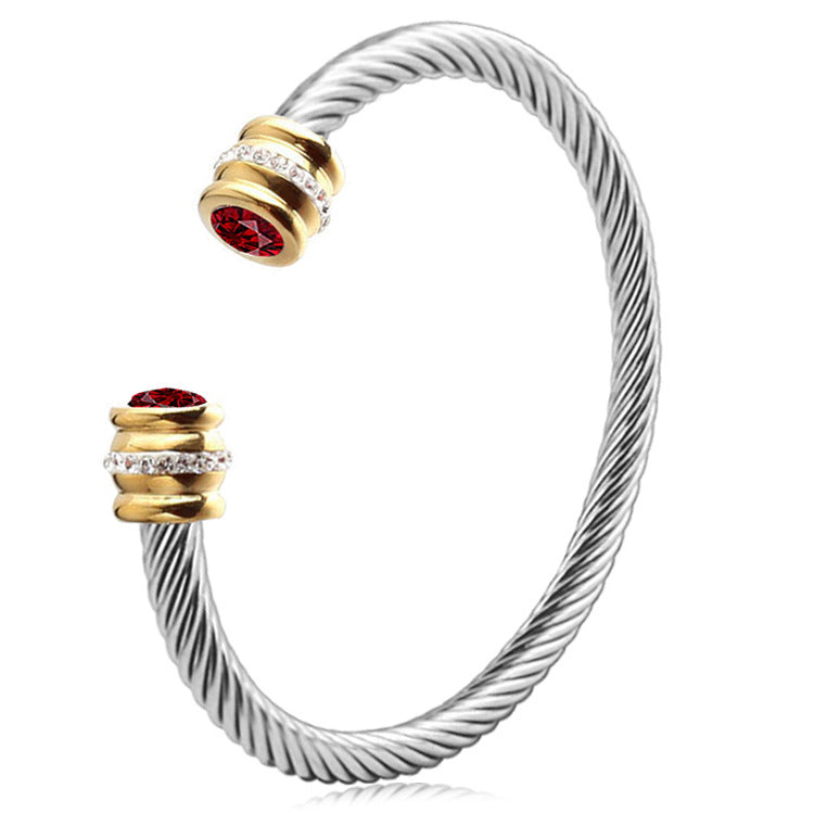 BowLift | Personalized Birthstone Ends Twist Cuff Bracelets