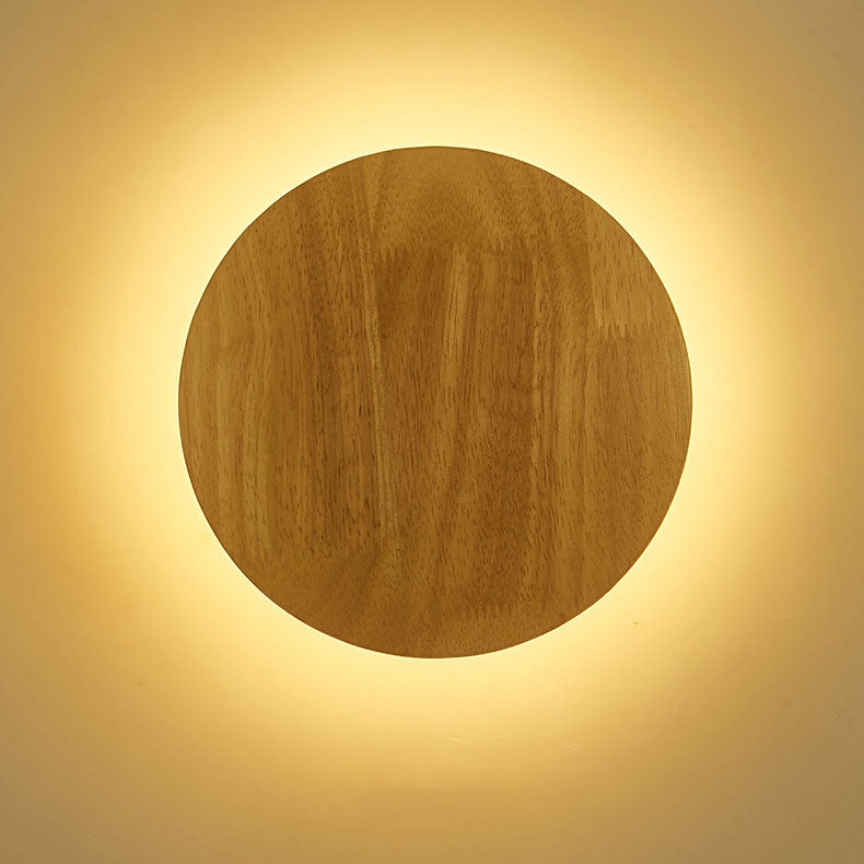 Skanto | Modern Minimalist Round Irregular Oval Wood LED Wall Lamp for Living Room