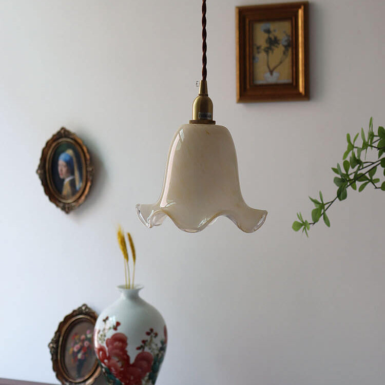 Skanto | Vintage Creative Flower Brass Glass 1-Light Pendant Lamp