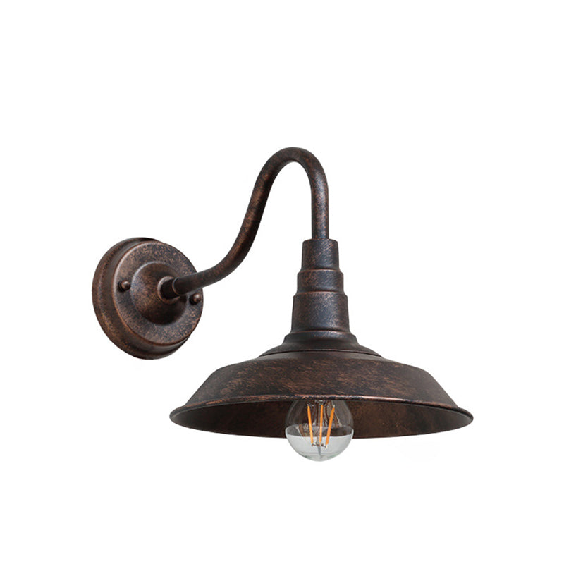 Skanto | Traditional Vintage Iron Round Shade 1-Light Wall Lamp For Dining Room