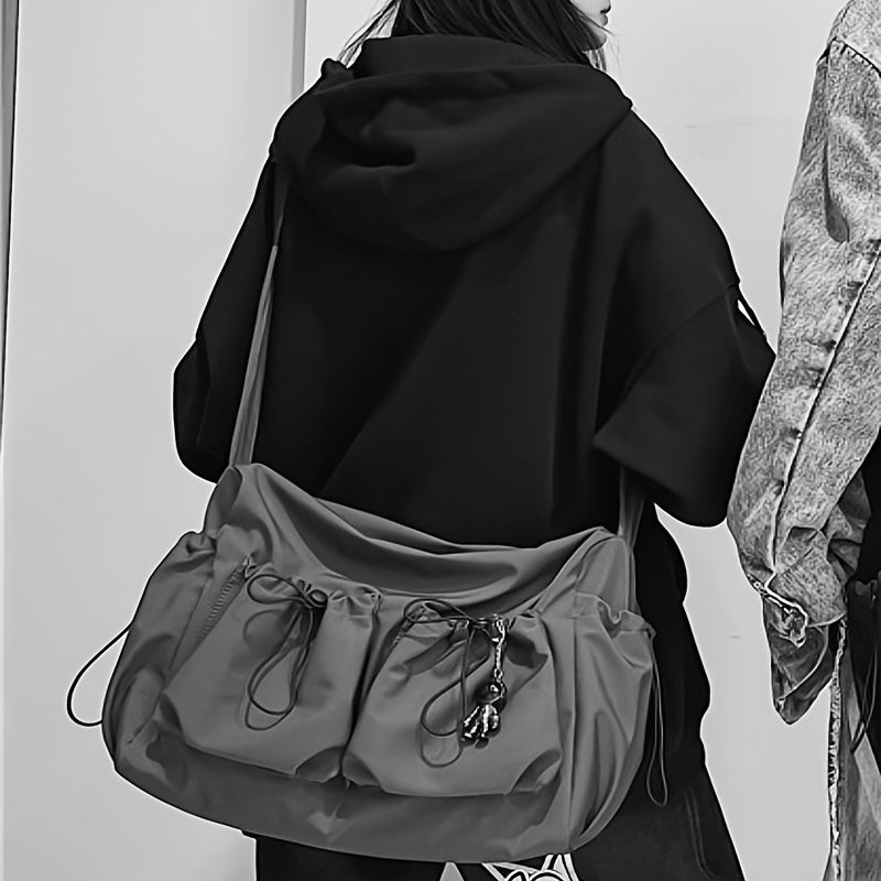UrbanLiner Nylon Messenger Bag – Black Shoulder Bag with Zipper for Daily Use | Karnz