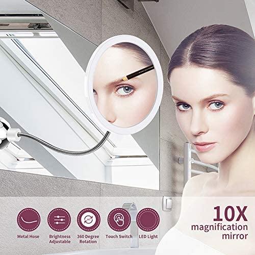 Makeup Mirror with LED & Magnification - with Suction Cup and Flexible Arm | Skanto