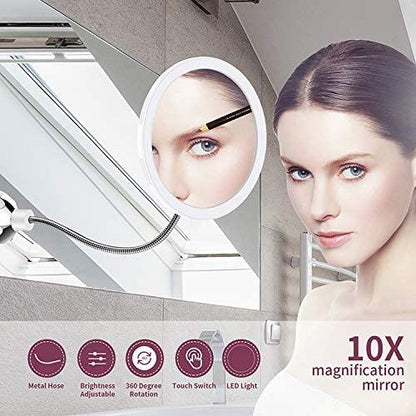 Makeup mirror with LED &amp; magnification - with suction cup and flexible arm | Kalsten