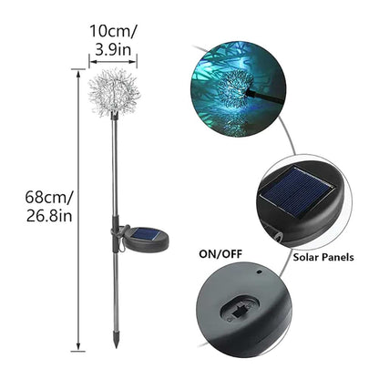 Solar LED Garden Lamp (2 pieces) Dandelion Design with Spike | Karnz