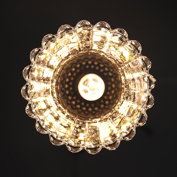 Skanto | Traditional French Brass Diamond Glass Flower Shape 1-Light Pendant Light for Living Room