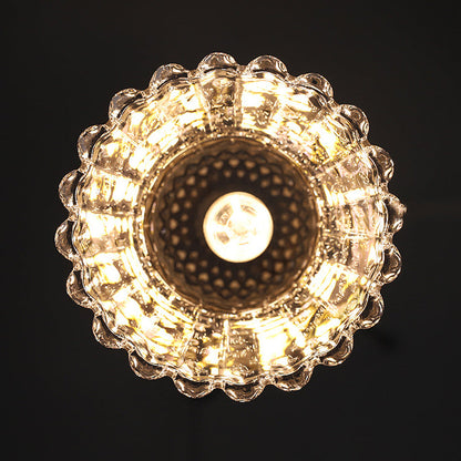 Skanto | Traditional French Brass Diamond Glass Flower Shape 1-Light Pendant Light for Living Room