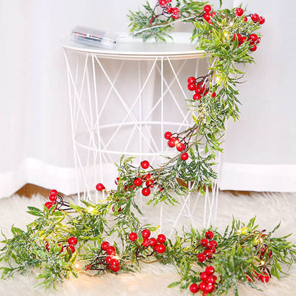 Skanto | Christmas Red Fruit Pine Needle LED Copper Wire Decorative Battery Lights