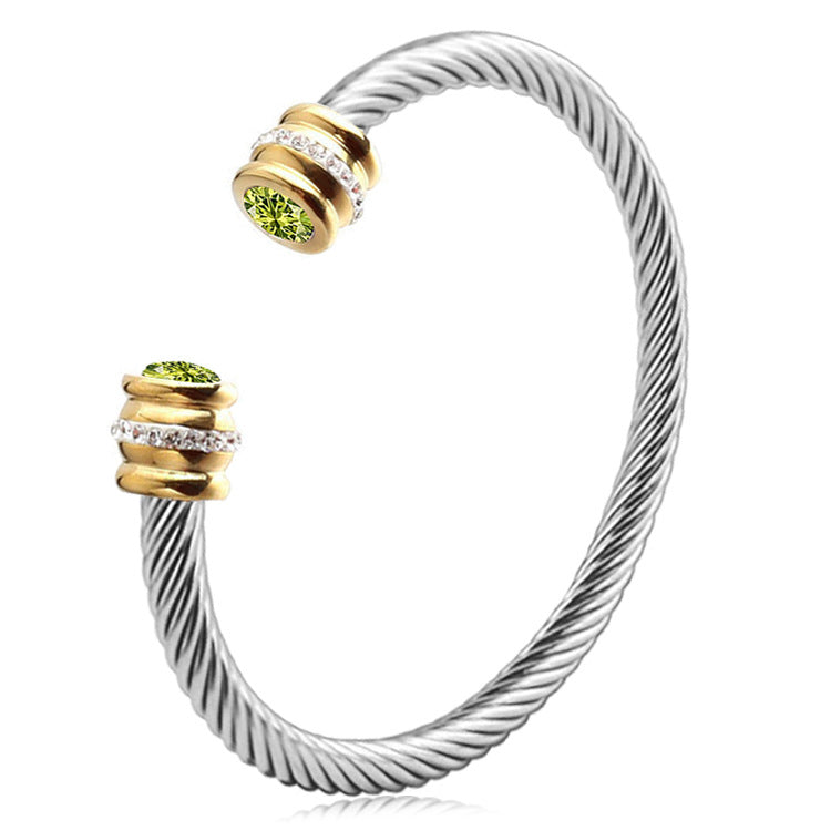 BowLift | Personalized Birthstone Ends Twist Cuff Bracelets