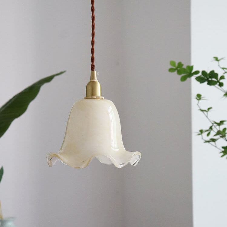 Skanto | Vintage Creative Flower Brass Glass 1-Light Pendant Lamp