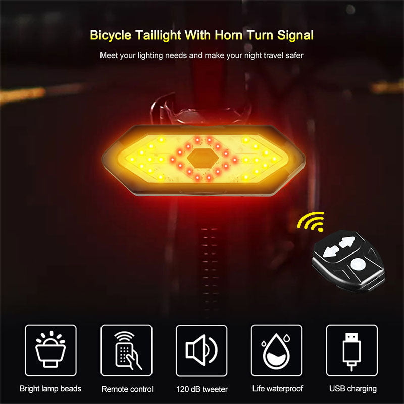 Waterproof Night Riding LED Mountain Bike Remote Control Steering Taillight
