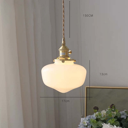Skanto | Vintage Brass Lantern Glass Pendant Light