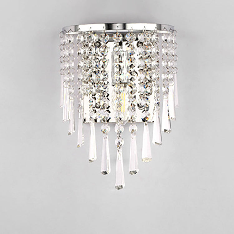 Skanto | Modern Luxury Semi-Round Octagonal Pearl Stainless Steel Crystal 1-Light Wall Sconce for Living Room