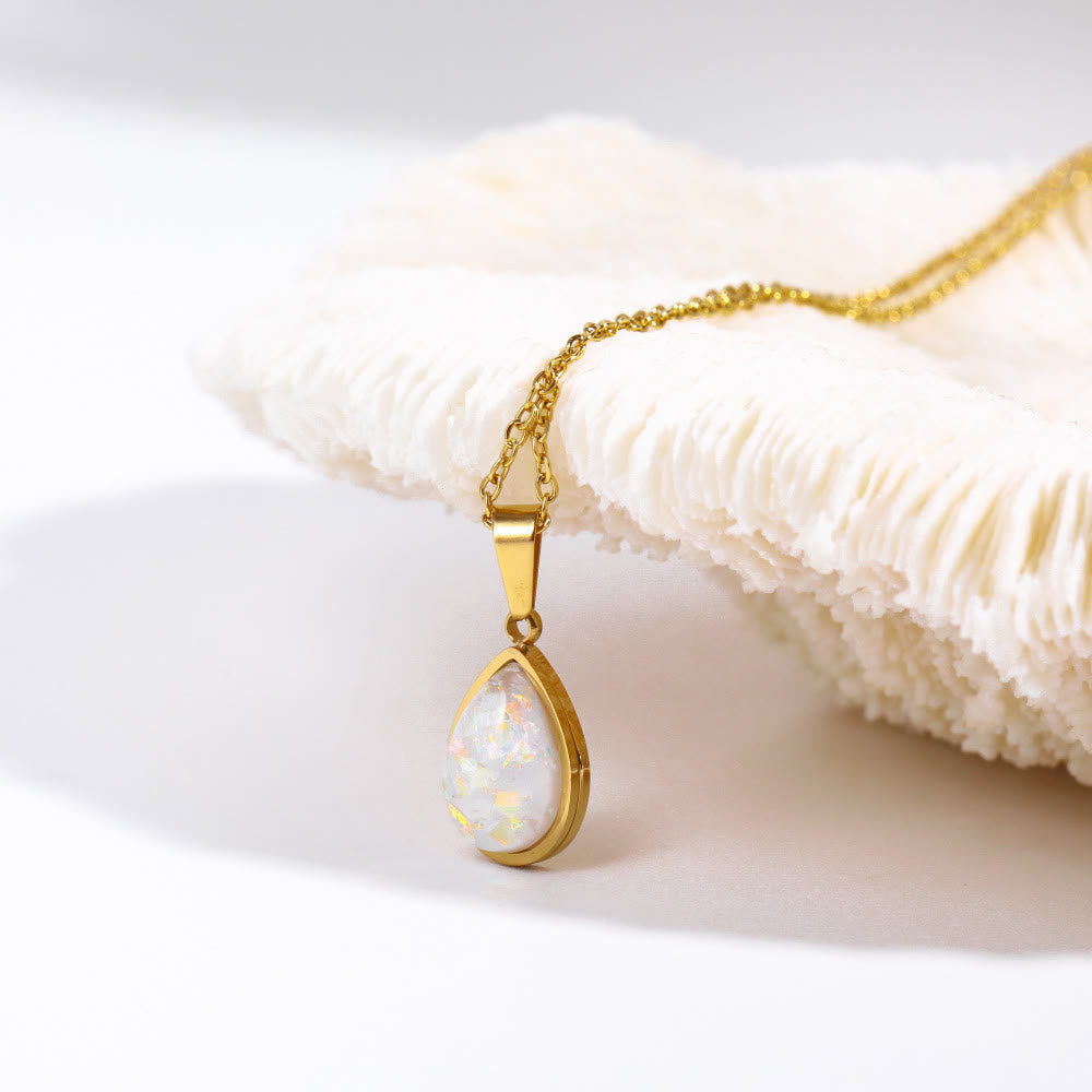 Skanto | 18K Natural Opal Drop Pendant Necklace - Eloise