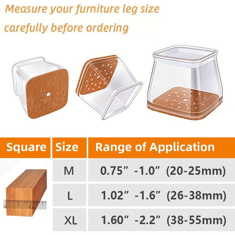 BowLift | Clear Silicone Chair Leg Caps with Integrated Felt Pads