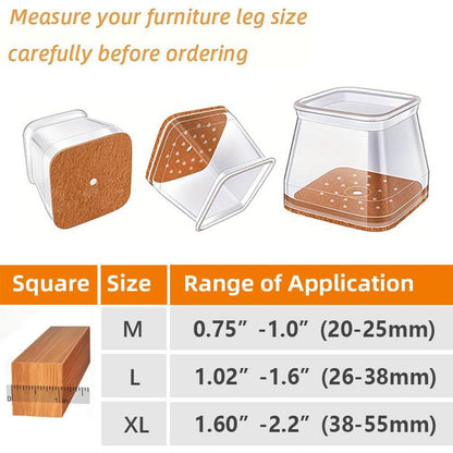 BowLift | Clear Silicone Chair Leg Caps with Integrated Felt Pads