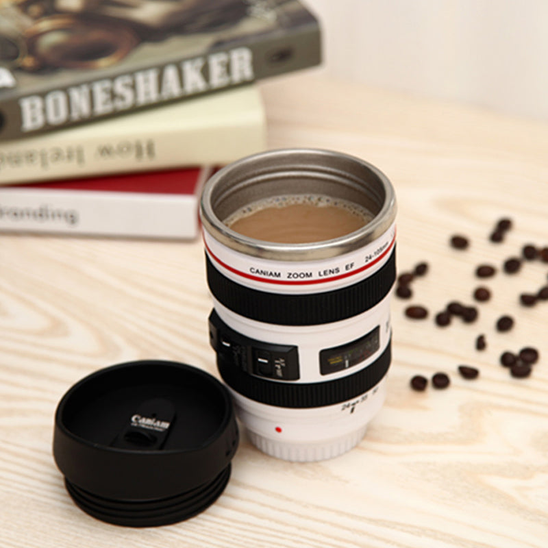 Camera Lens Inspired Insulated Mug Coffee Cup | Skanto
