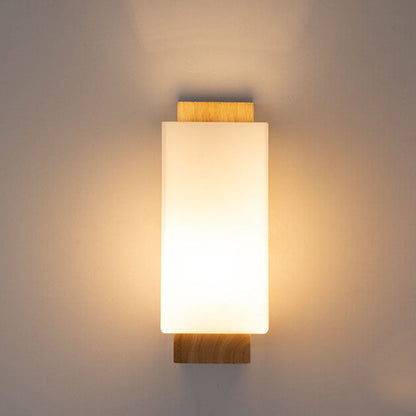 Kalsten | Modern minimalist solid wood square glass column 1-light wall sconces lamp