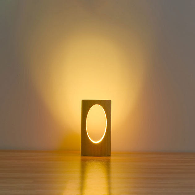 BowLift | Japanese solid wood rectangular column LED night lamp USB table lamp