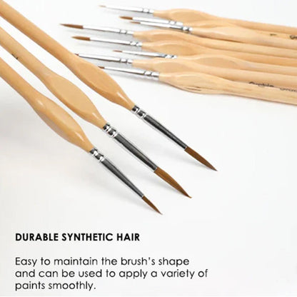 Skanto | 11 Pcs Miniature Detail Paint Brush Set with Natural Wood Handles