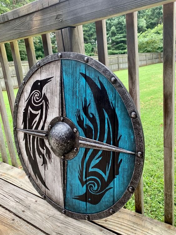Skanto | Eivor Valhalla Raven Battle Damaged Viking Wood Shield 30CM