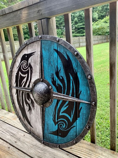 Skanto | Eivor Valhalla Raven Battle Damaged Viking Wood Shield 30CM