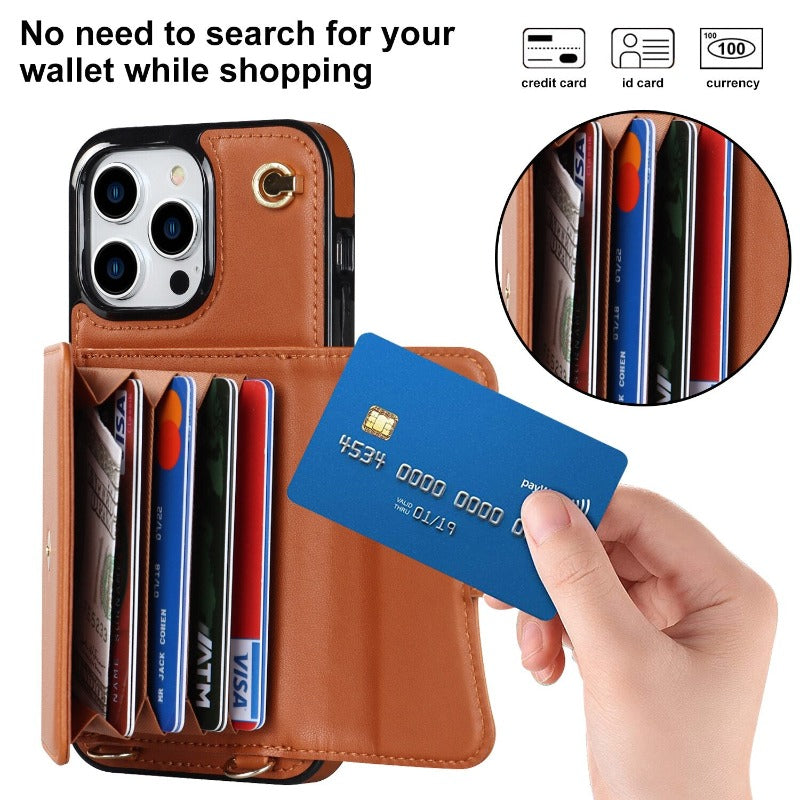 Leather shoulder bag with tote bag and lanyard for the iPhone