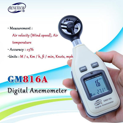 BowLift | Wind Speed Meter with LCD Backlight Display Handheld Windmeter
