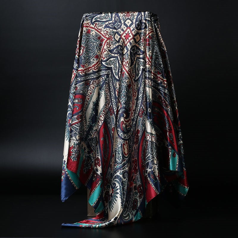 Skanto Skanto | Large Square Scarf Simulated Silk Scarf Versatile Scarf Scarf