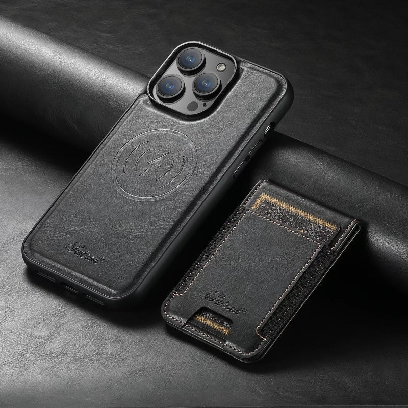 LuxCase Leather Phone Case with Card Holder and Stand – Compatible with iPhone | Skanto