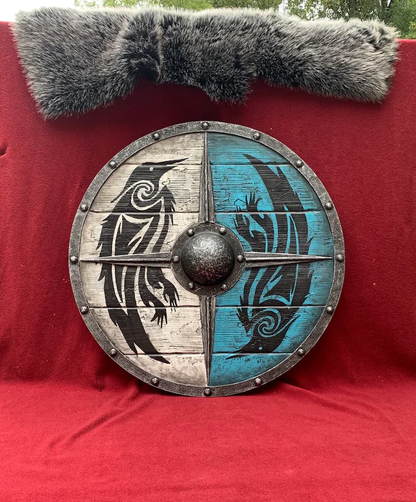 Skanto | Eivor Valhalla Raven Battle Damaged Viking Wood Shield 30CM