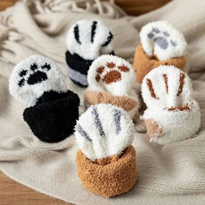 BowLift | Cozy Cat Paw Socks – Plush Fleece Ankle Socks with Elastic Fit